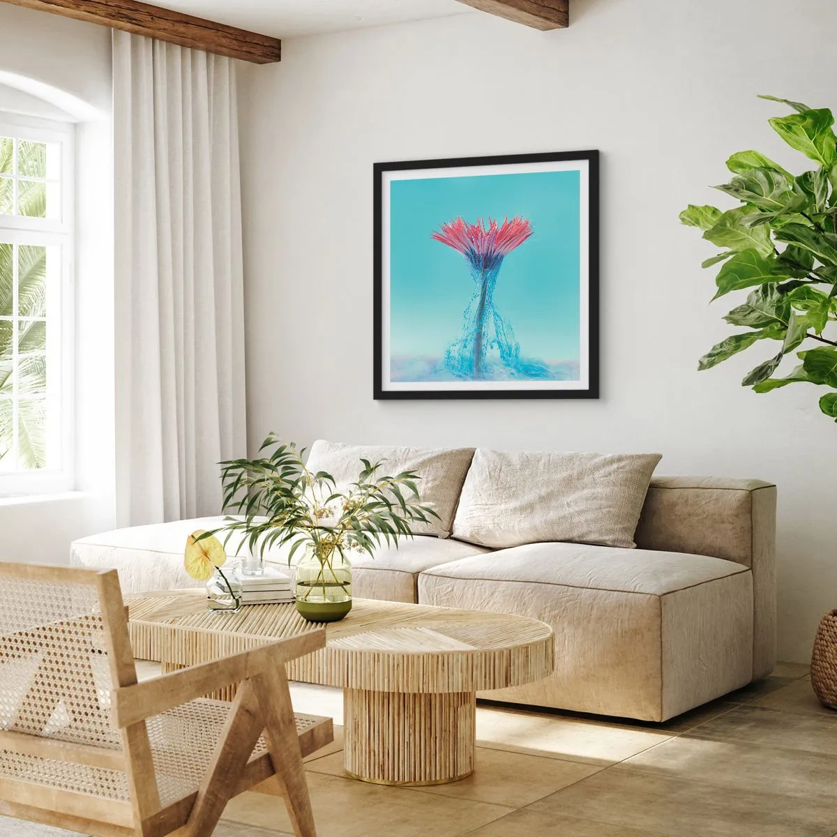 Affiche dans un cadre noir - Poster - Dans une étreinte vivifiante - 60x60 cm