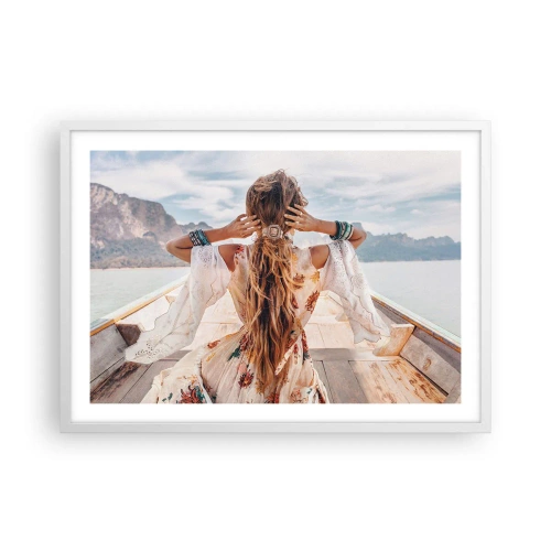 Affiche dans un cadre blanc - Poster - En route vers le bonheur - 70x50 cm