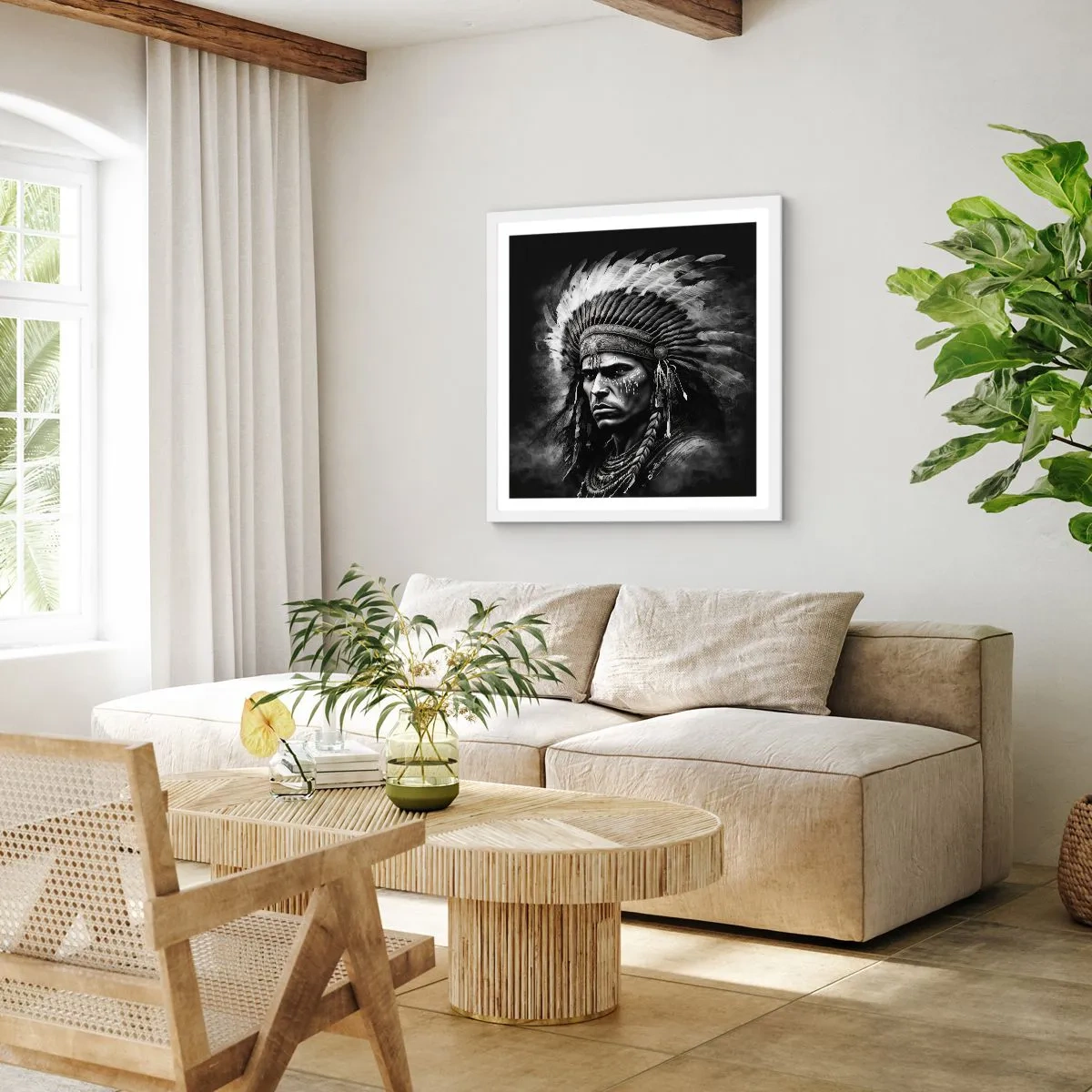 Affiche dans un cadre blanc - Poster - Un leader et un guerrier - 60x60 cm