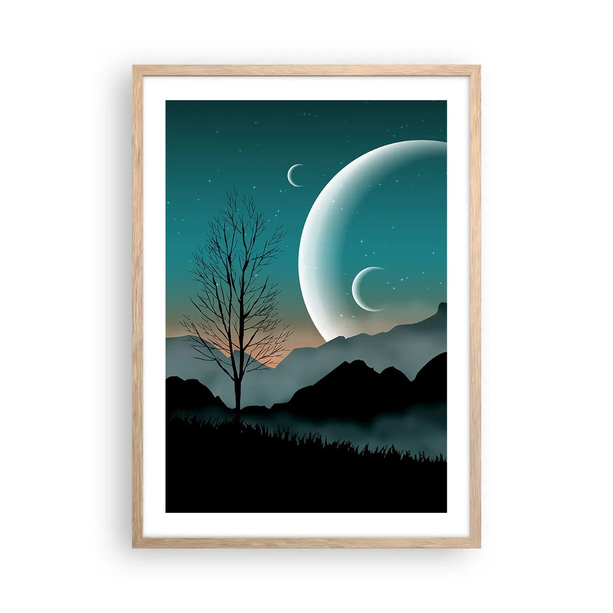 Affiche dans un chêne clair - Poster - Carnaval de la nuit étoilée - 50x70 cm