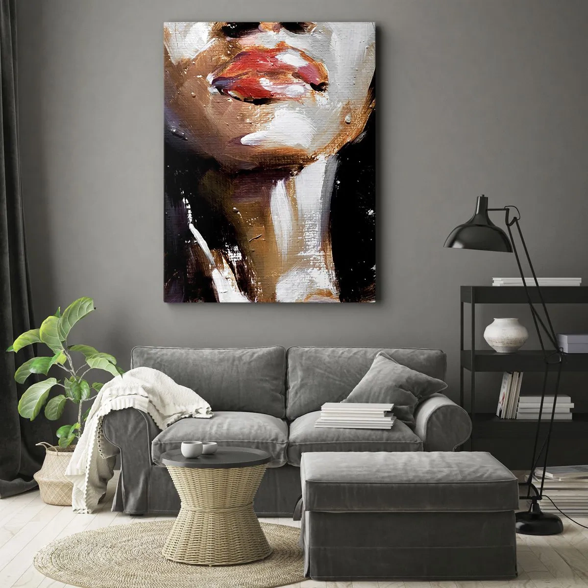 Impression sur toile - Image sur toile - Portrait d'une femme dans un style pictural expressif sur un fond sombre - 80x120cm - Fierté sans préjugés - Décoration murale moderne pour le salon et la chambre ARTTOR