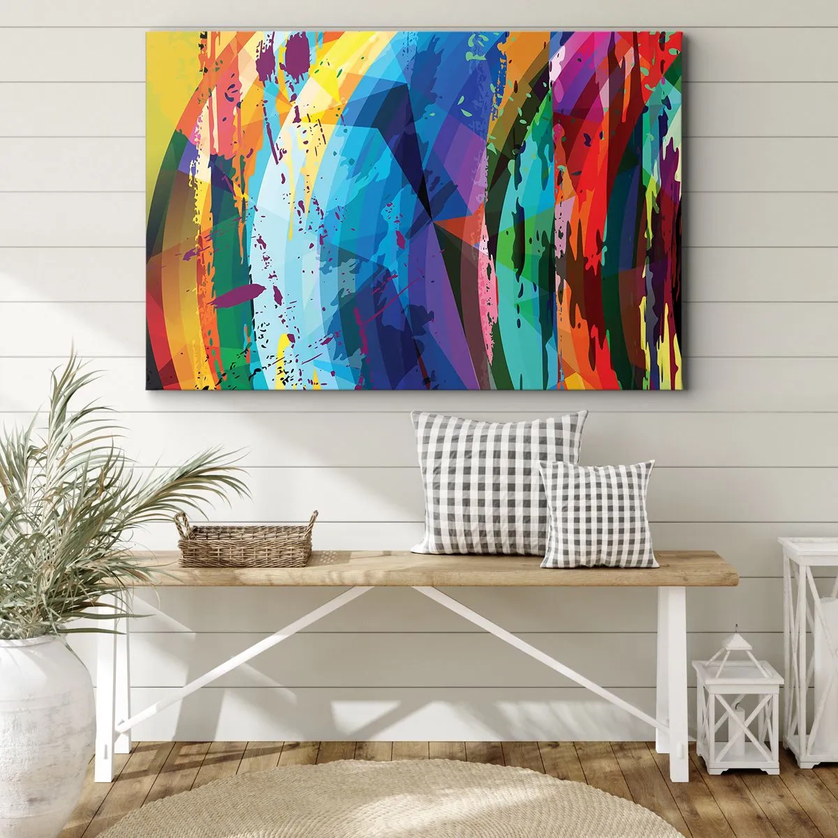 Impression sur toile - Image sur toile - Abstraction colorée dans des motifs et des formes dynamiques - 70x50cm - Vertiges colorés - Décoration murale moderne pour le salon et la chambre ARTTOR