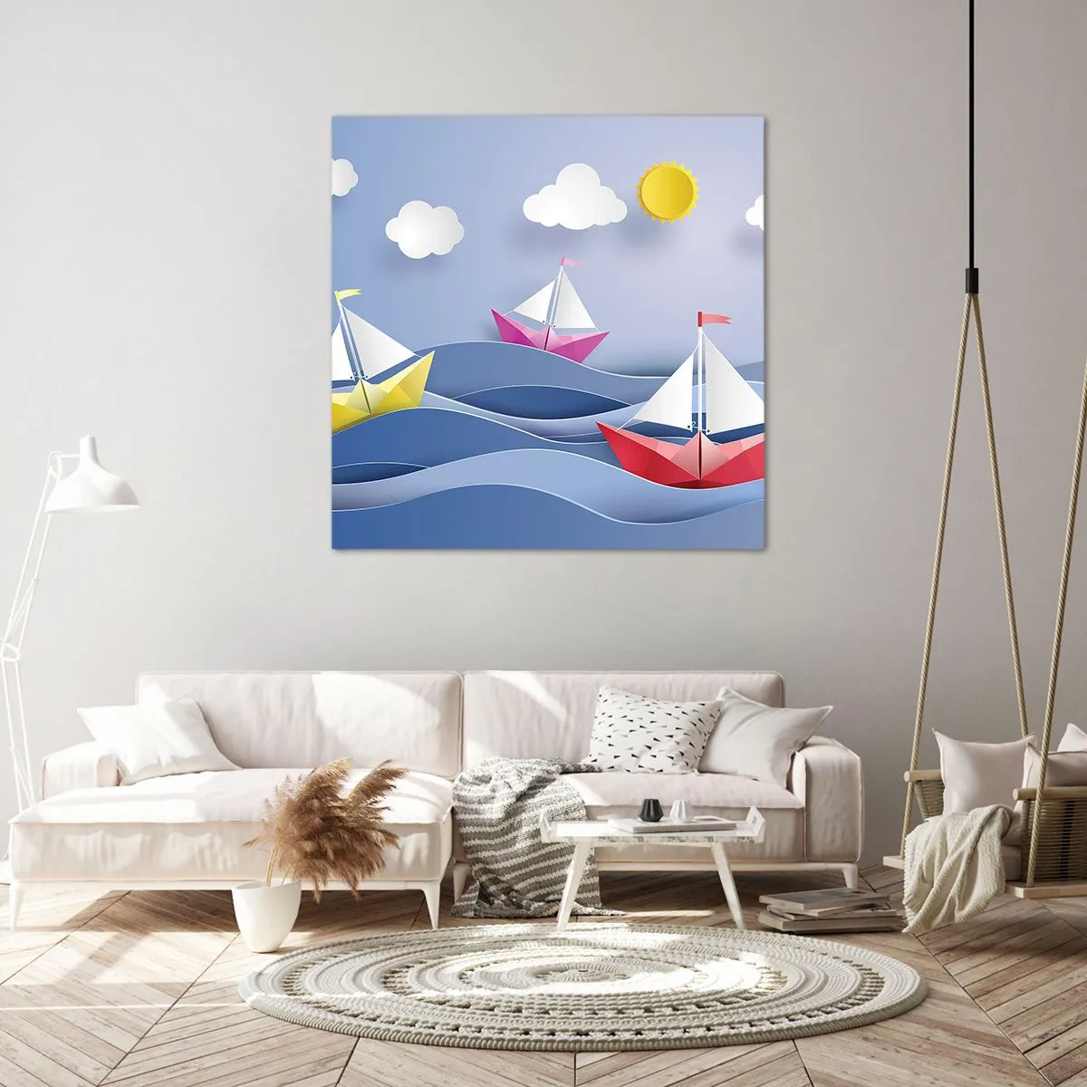 Impression sur toile - Image sur toile - Ah qu'il est agréable de se balancer dans les vagues - 50x50 cm