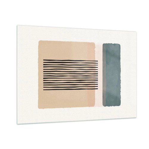 Impression sur verre - Image sur verre - Composition géométrique avec des rayures et des blocs de couleurs - 100x70cm - Tout est en ordre - Décoration murale moderne pour le salon et la chambre ARTTOR