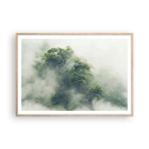Affiche dans un chêne clair - Poster - Enveloppé de brouillard - 100x70 cm