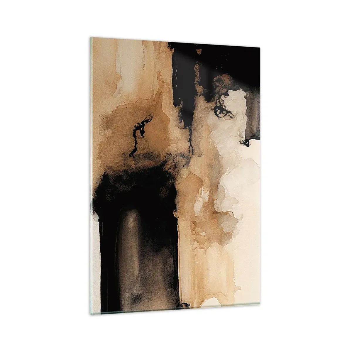 Impression sur verre - Image sur verre - Composition abstraite dans les tons de marron et de noir - 80x120cm - Une abstraction intrigante - Décoration murale moderne pour le salon et la chambre ARTTOR