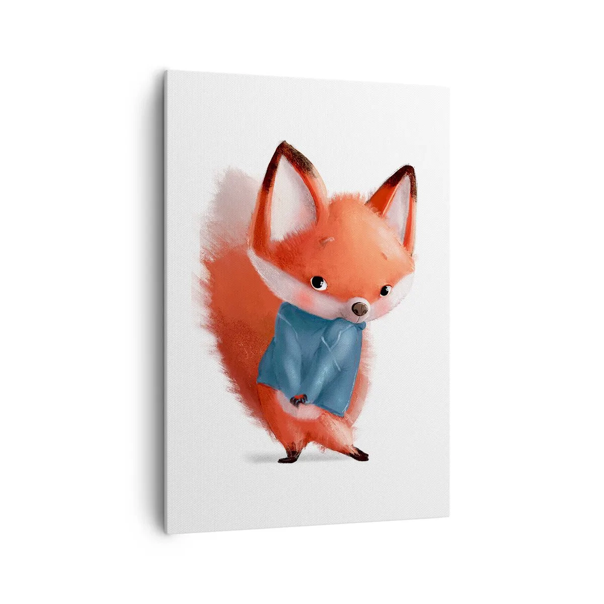 Impression sur toile - Image sur toile - Un renard mignon dans un costume bleu - 70x100cm - Est-ce que ça me va? - Décoration murale moderne pour le salon et la chambre ARTTOR