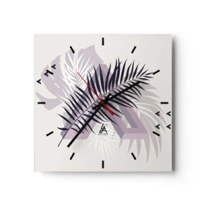Horloge murale - Pendule murale - Une composition minimaliste avec des feuilles et des formes géométriques - 30x30cm - L'ombre de l'obscurité - Décoration murale moderne pour le salon et la chambre ARTTOR