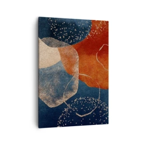 Impression sur toile - Image sur toile - Formes abstraites dans des tons de rouge et de bleu - 50x70cm - La légèreté de l'être - Décoration murale moderne pour le salon et la chambre ARTTOR