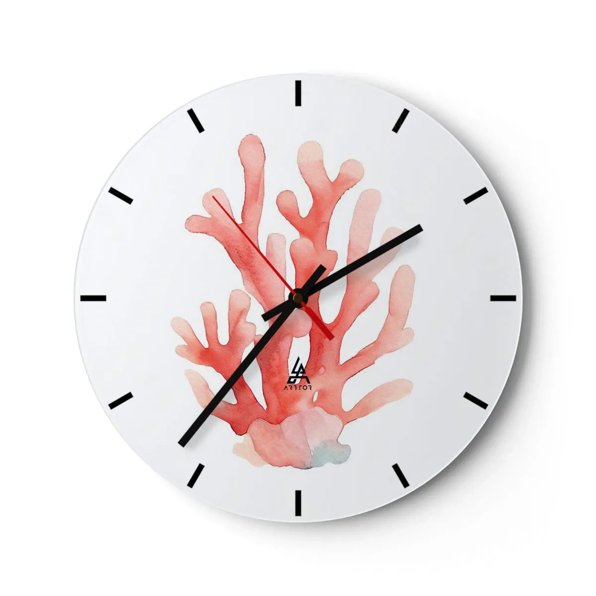 Horloge murale - Pendule murale - Corail couleur corail - 40x40 cm