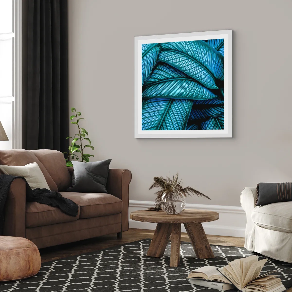 Affiche dans un cadre blanc - Poster - Lignes de vie - 60x60 cm