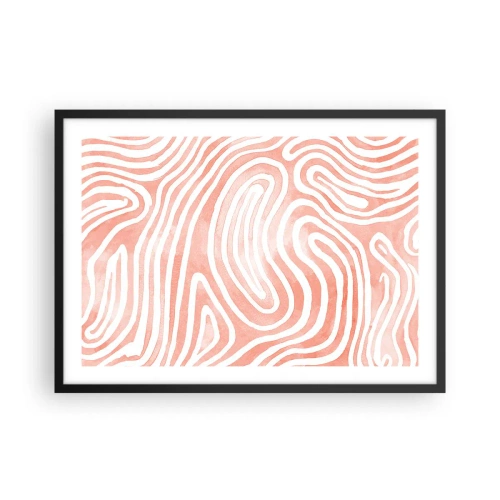 Affiche dans un cadre noir - Poster - Motif abstrait dans les tons de rose et de blanc - 70x50cm - Dans le labyrinthe de corail - Décoration murale moderne pour le salon et la chambre ARTTOR