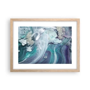 Affiche dans un chêne clair - Poster - Courants bleus - 40x30 cm