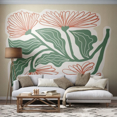 Papier Peint Autocollant Deluxe Sticker - Folk et moderne - Bohème, Fleurs, Minimalisme - 400x280 cm