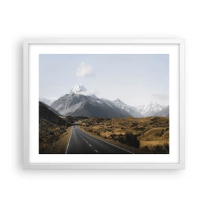 Affiche dans un cadre blanc - Poster - Chemin vers le coeur de la montagne - 50x40 cm