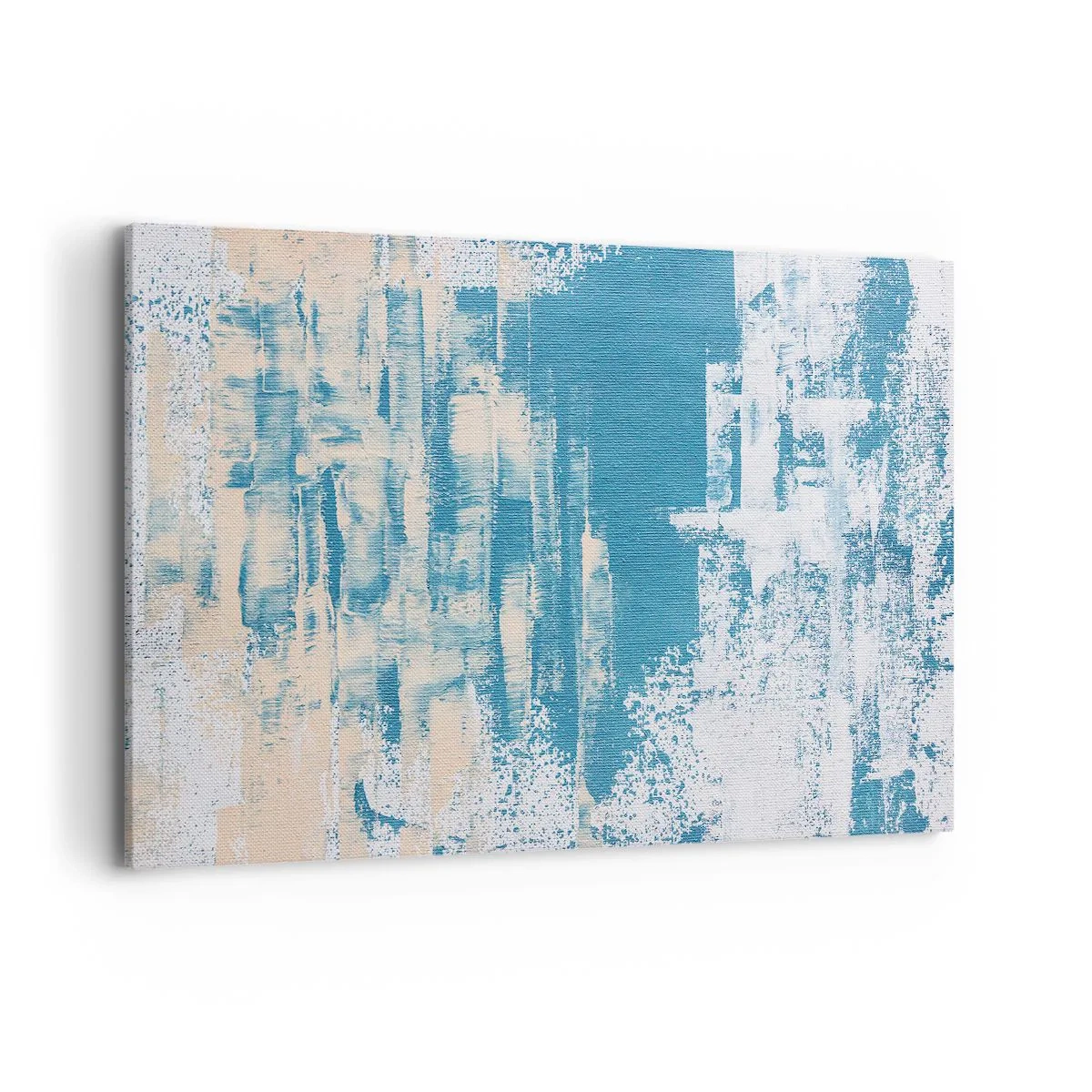 Impression sur toile - Image sur toile - Composition abstraite dans les tons de bleu et de blanc - 120x80cm - À travers un iceberg - Décoration murale moderne pour le salon et la chambre ARTTOR