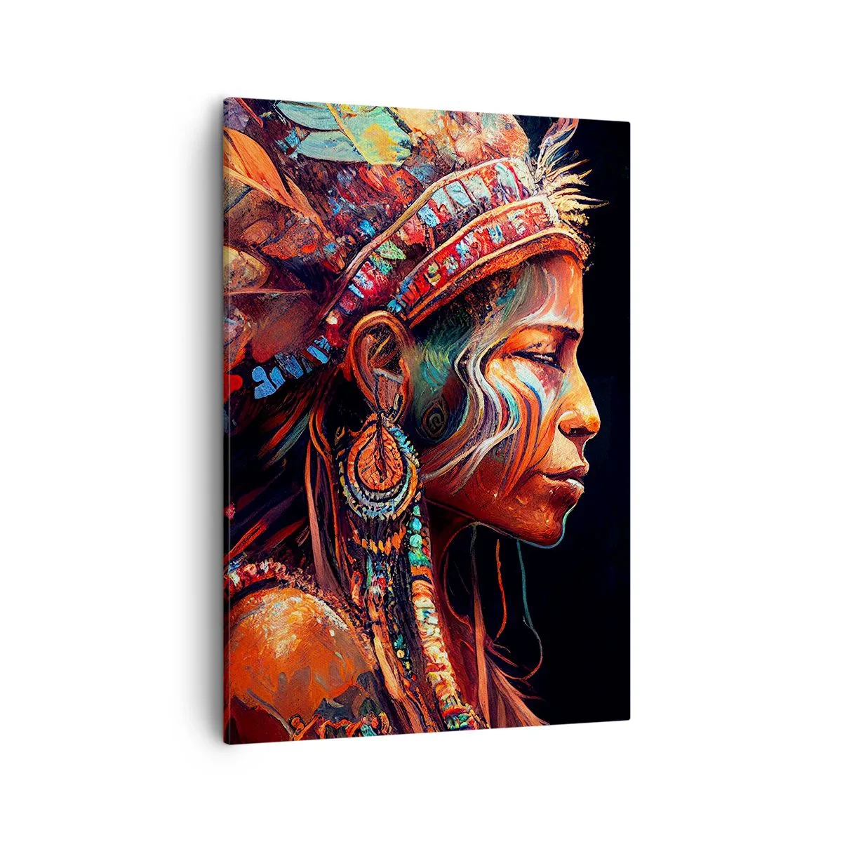 Impression sur toile - Image sur toile - Une figure colorée de style ethnique avec une tasse de boisson fumante - 50x70cm - Rituel magique - Décoration murale moderne pour le salon et la chambre ARTTOR