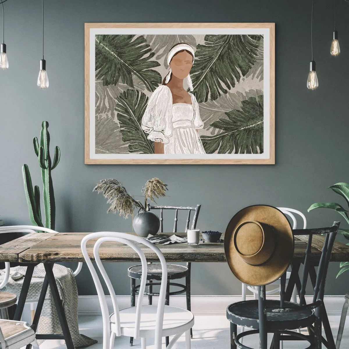 Affiche dans un chêne clair - Poster - Portrait exotique - 50x40 cm