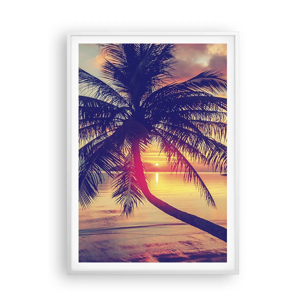 Affiche dans un cadre blanc - Poster - Soirée sous les palmiers - 70x100 cm