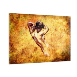 Impression sur verre - Image sur verre - Figure artistique d'un homme sur un fond vintage - 100x70cm - Découverte, mais toujours mystèrieuse - Décoration murale moderne pour le salon et la chambre ARTTOR