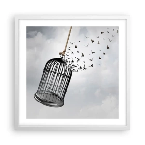 Affiche dans un cadre blanc - Poster - Foie...Espoir...Liberté! - 50x50 cm