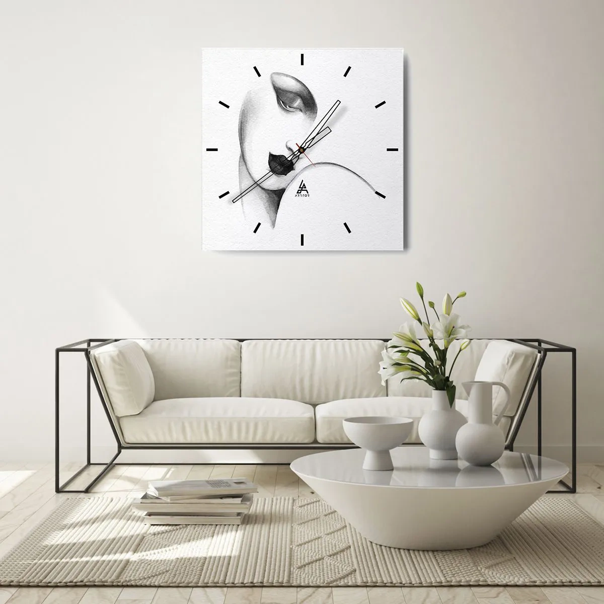 Horloge murale - Pendule murale - Dans le style de Lempicka - 40x40 cm