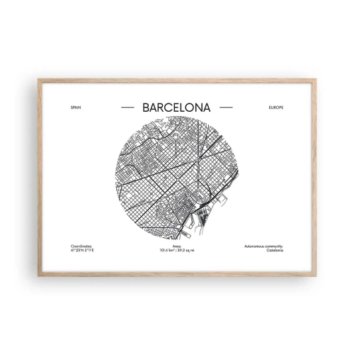Affiche dans un chêne clair - Poster - Anatomie de Barcelone - 100x70 cm