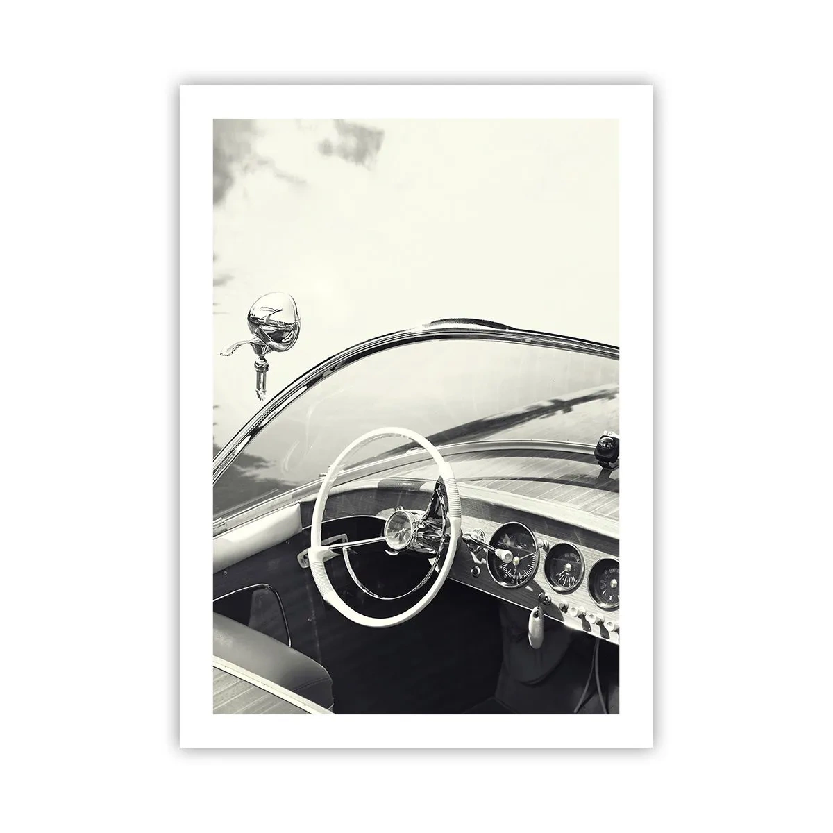 Affiche - Poster - Intérieur d'une voiture classique avec un volant - 50x70cm - Temps pour riche - Décoration murale moderne pour le salon et la chambre ARTTOR