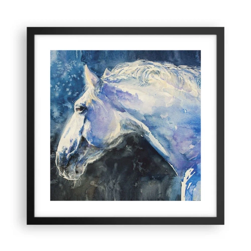 Affiche dans un cadre noir - Poster - Portrait dans une lueur azur - 40x40 cm