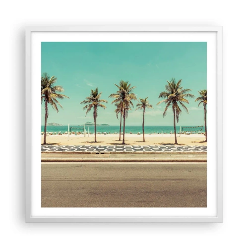 Affiche dans un cadre blanc - Poster - Gardien de plage - 60x60 cm