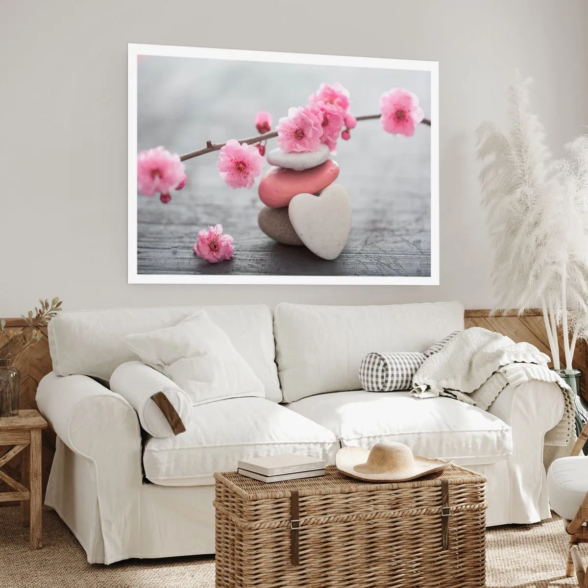 Affiche - Poster - Le bonheur avec une fleur de cerisier - 70x50 cm