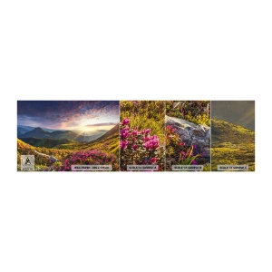 Échantillon de Papier Peint Premium Sand - Fraîcheur matinale en montagne - Paysage, Montagnes, Fleurs - 100x30 cm