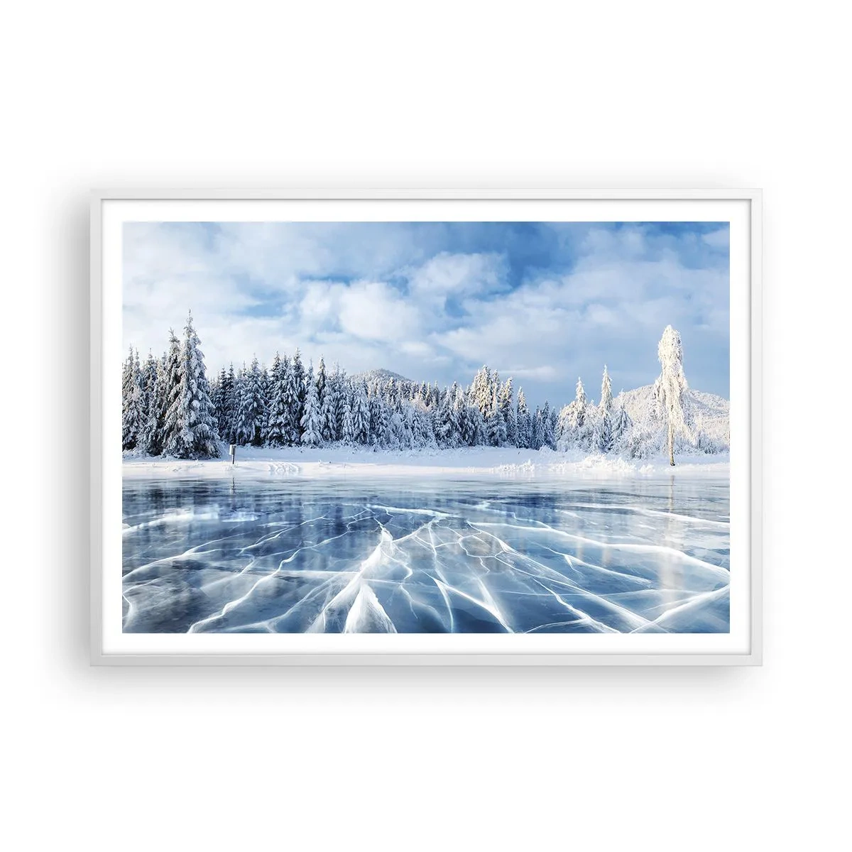 Affiche dans un cadre blanc - Poster - Vue éblouissante et cristalline - 100x70 cm