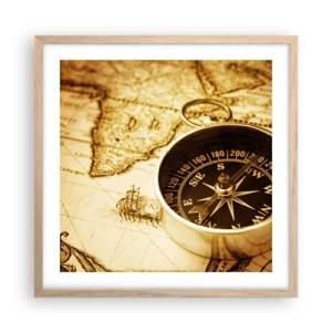 Affiche dans un chêne clair - Poster - Est ou ouest? - 50x50 cm