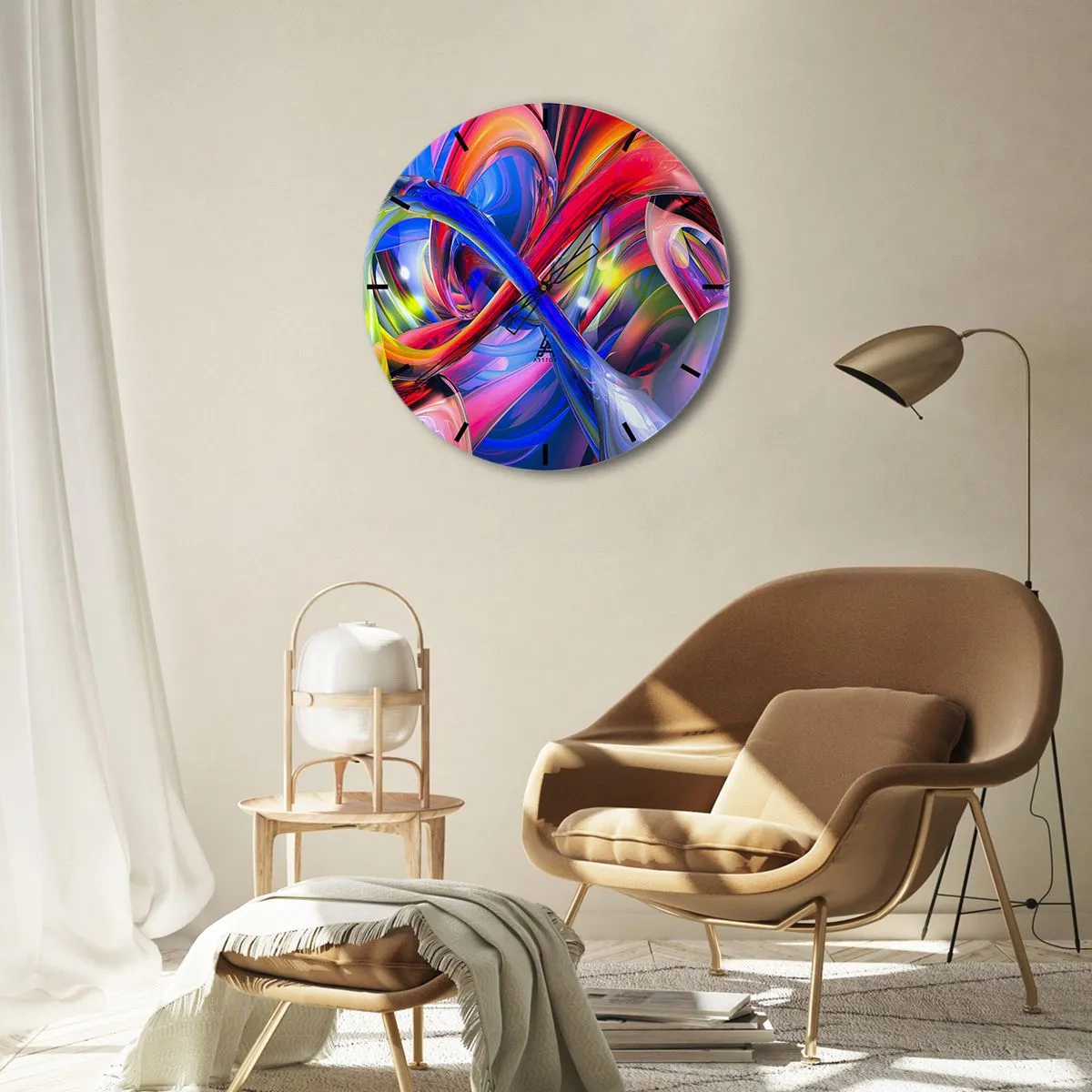 Horloge murale - Pendule murale - Une composition abstraite aux couleurs vives et intenses. - 30x30cm - La danse des nuances - Décoration murale moderne pour le salon, la cuisine et la chambre ARTTOR