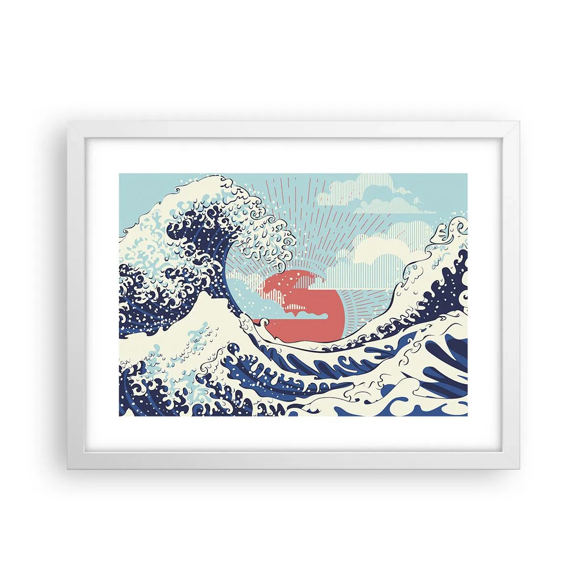 Affiche dans un cadre blanc - Poster - D'une inspiration japonnaise - 40x30 cm