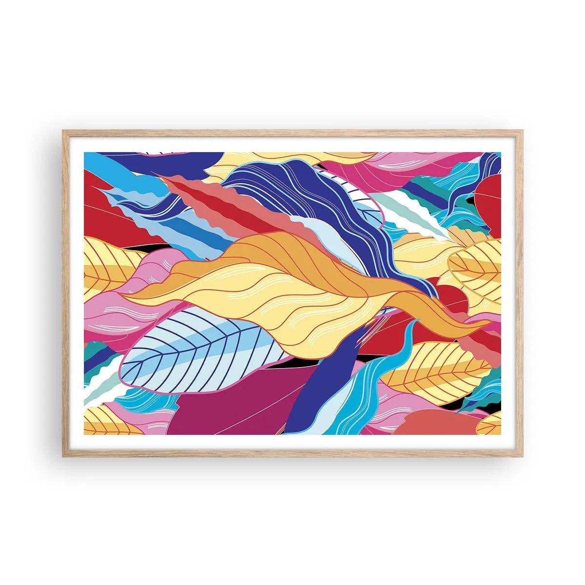 Affiche dans un chêne clair - Poster - Un désordre coloré - 100x70 cm