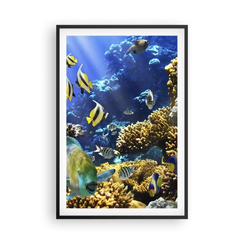 Affiche dans un cadre noir - Poster - Beaucoup de circulation sur la route des vacances - 61x91 cm