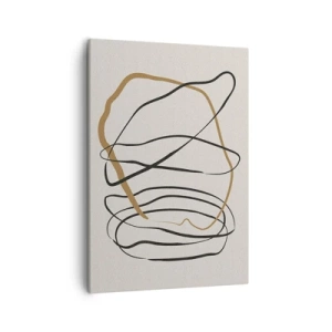 Impression sur toile - Image sur toile - Lignes artistiques en noir et or sur fond clair - 50x70cm - Composition – danse en boucle - Décoration murale moderne pour le salon et la chambre ARTTOR