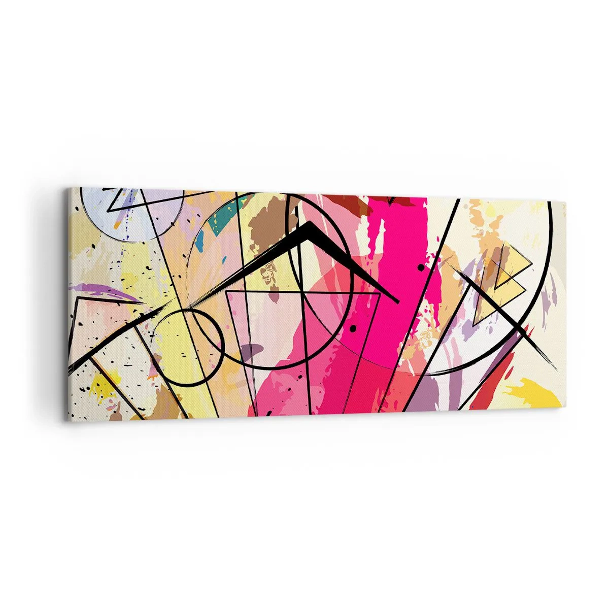 Impression sur toile - Image sur toile - Abstraction avec des lignes et des formes géométriques - 120x50cm - Explosion - Décoration murale moderne pour le salon et la chambre ARTTOR