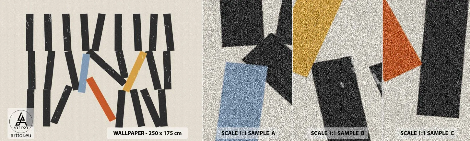 Échantillon de Papier Peint Premium Sand - Dominos – composition - Minimalisme, Hipster, Contemporain - 100x30 cm