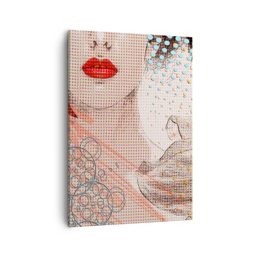 Impression sur toile - Image sur toile - Œuvre d'art abstraite avec un motif de bouche et d'orchidée - 50x70cm - Héroïne de bande dessinée - Décoration murale moderne pour le salon et la chambre ARTTOR