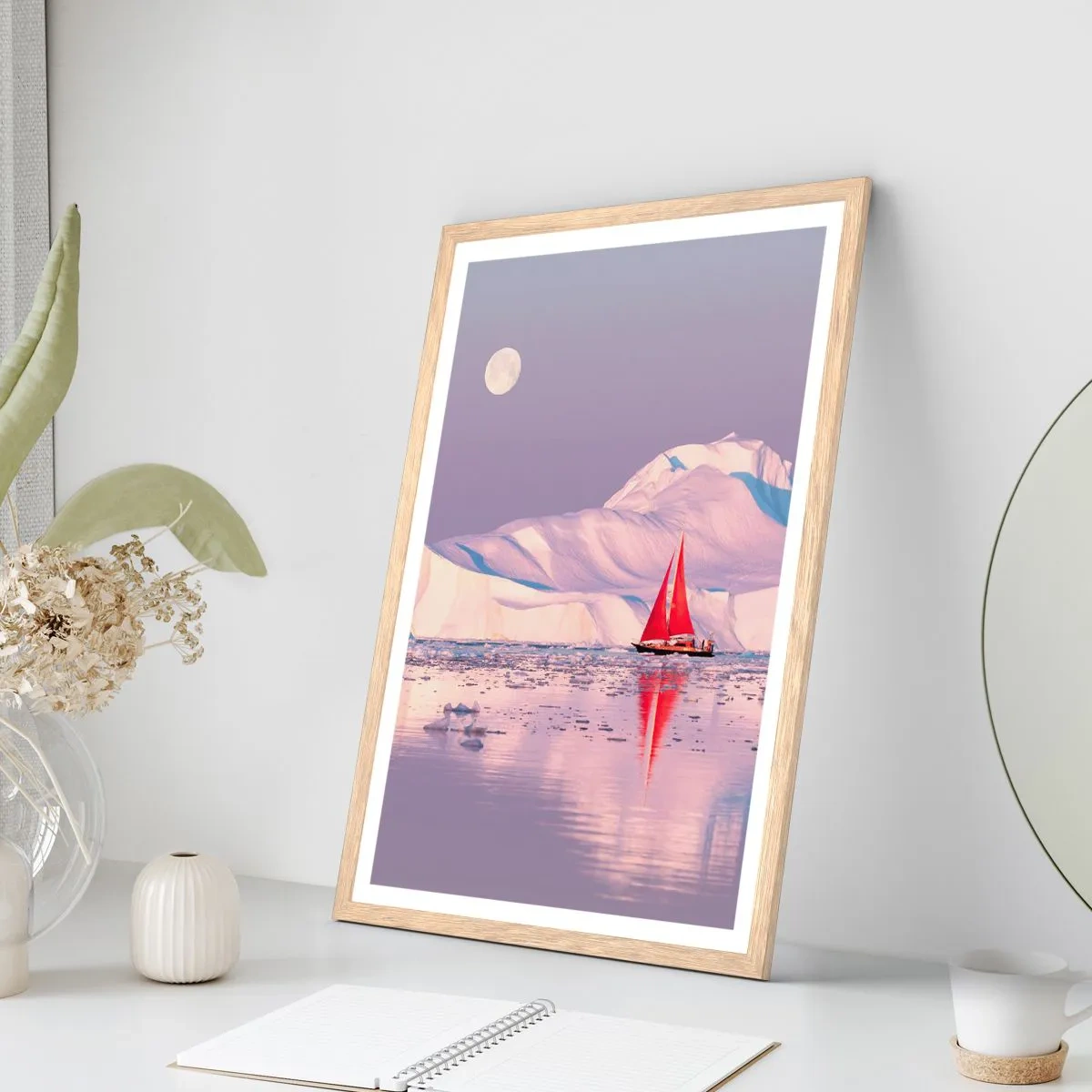 Affiche dans un chêne clair - Poster - La chaleur de la voile, le froid de la glace - 40x50 cm