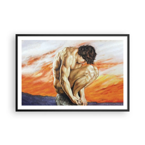 Affiche dans un cadre noir - Poster - Plongé dans ses pensées - 91x61 cm
