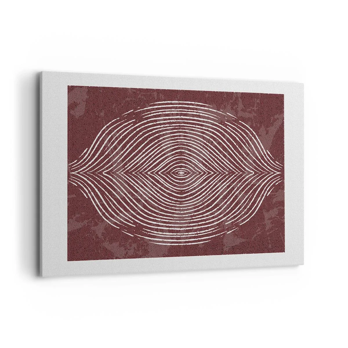 Impression sur toile - Image sur toile - Ondes symétriques en lignes blanches sur fond marron - 120x80cm - L'espace parle - Décoration murale moderne pour le salon et la chambre ARTTOR