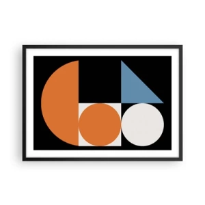 Affiche dans un cadre noir - Poster - Motif géométrique avec des formes colorées sur fond noir - 70x50cm - Rangement de figures - Décoration murale moderne pour le salon et la chambre ARTTOR
