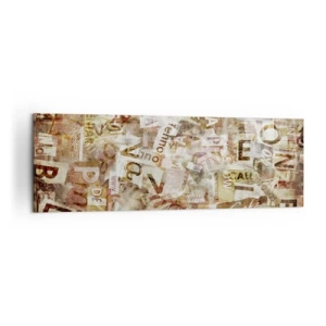 Impression sur toile - Image sur toile - Composition abstraite avec lettres et fragments de texte - 160x50cm - J'unifie le bavardage - Décoration murale moderne pour le salon et la chambre ARTTOR