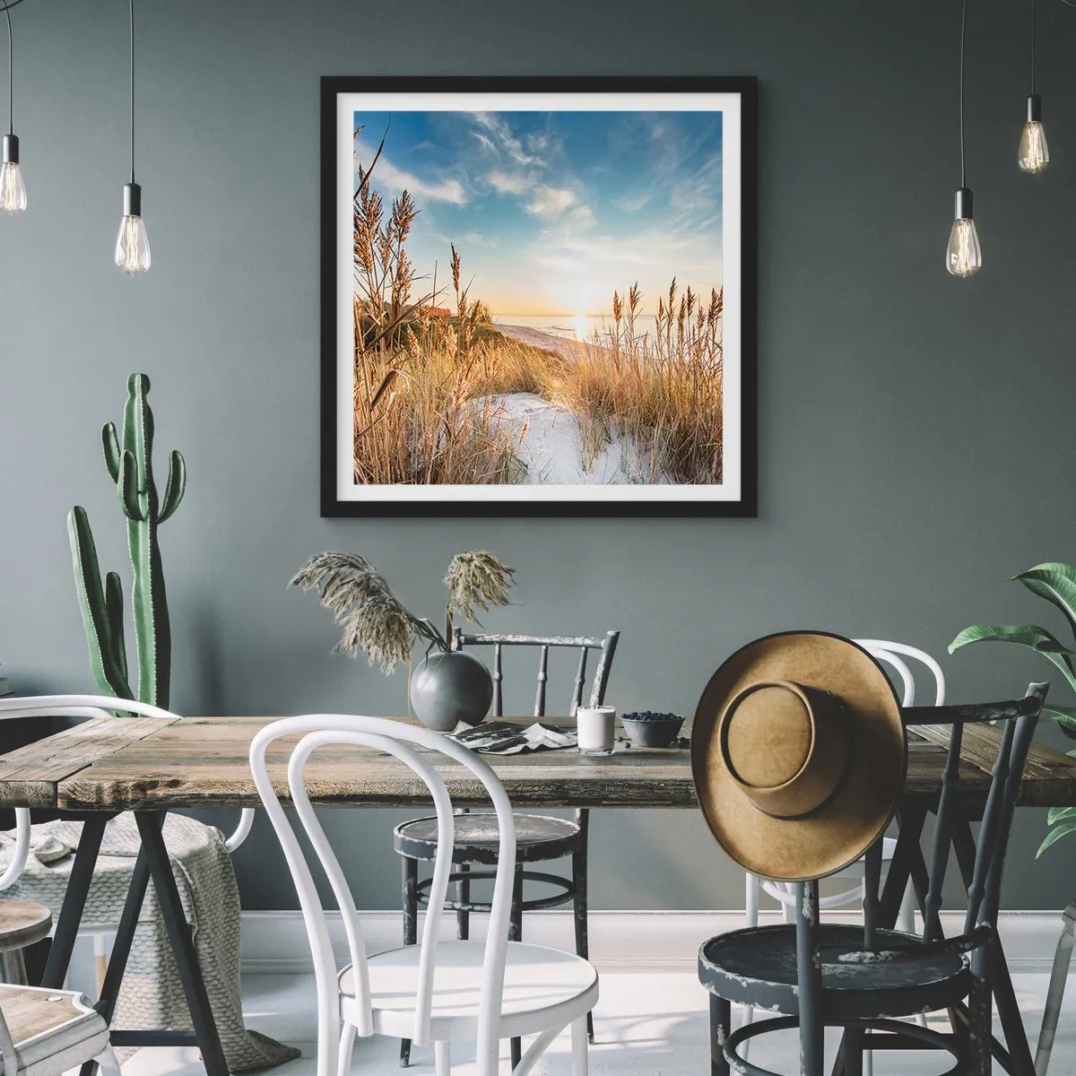 Affiche dans un cadre noir - Poster - Plage du nord - 40x40 cm