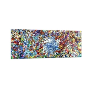 Impression sur verre - Image sur verre - Un motif abstrait coloré inspiré de la nature - 140x50cm - Goutte de vitrail - Décoration murale moderne pour le salon et la chambre ARTTOR