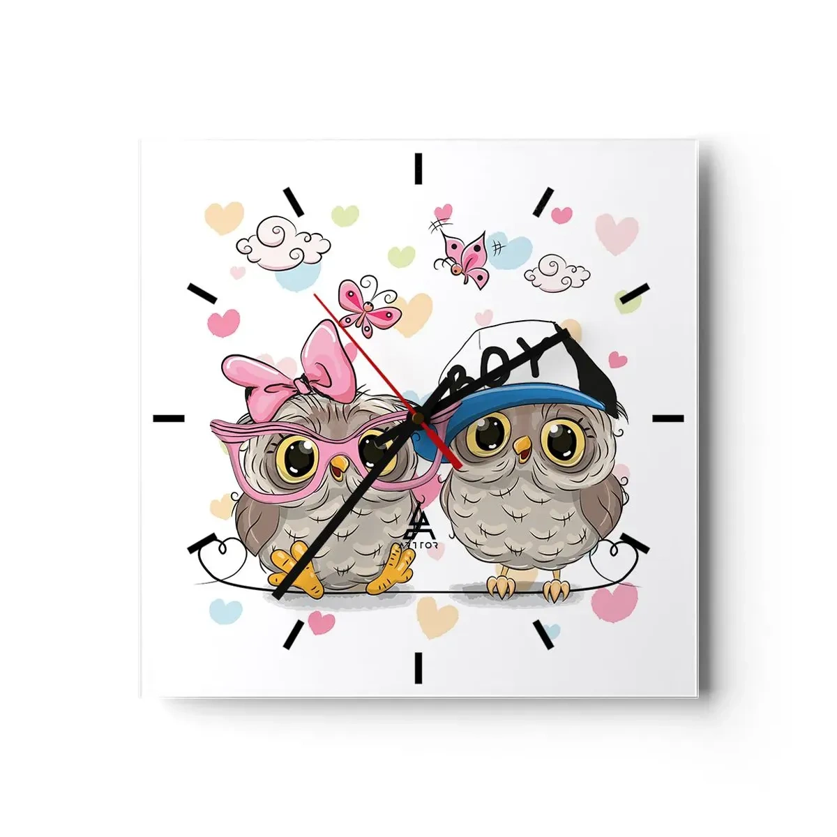 Horloge murale - Pendule murale - On s'aime! - 40x40 cm